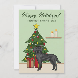 Black Labrador Retriever Green Feestelijke Kerst Feestdagenkaart