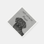 Black Labrador Retriever Happy Gotcha Day Grijs Servet (Hoek)