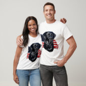Black Labrador Retriever head with Flag t shirt (Unisex)