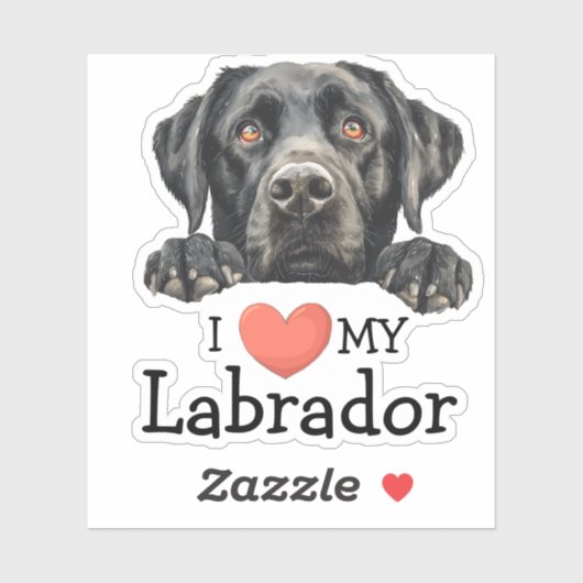Black Labrador Retriever Heart Sticker (Vel)