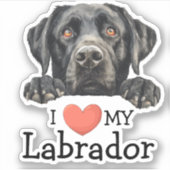 Black Labrador Retriever Heart Sticker (Voorkant)