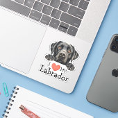 Black Labrador Retriever Heart Sticker (Laptop met iPhone)