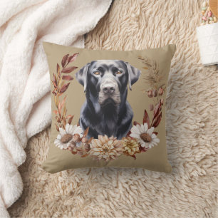 Black Labrador Retriever Hond Herfst krans Kussen
