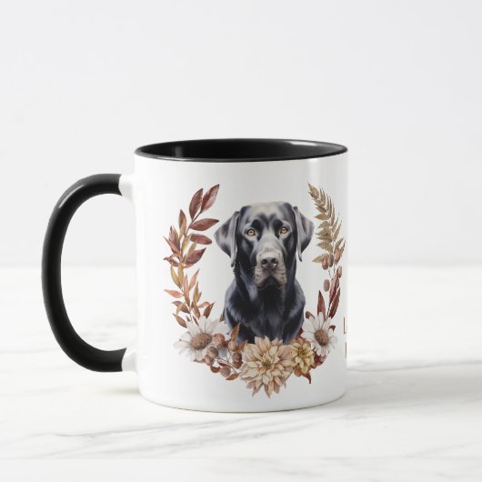 Black Labrador Retriever Hond Herfst krans Mok (Links)