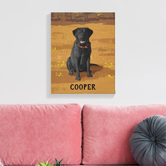 Black Labrador Retriever Hondenliefhebber Gift Canvas Afdruk (Insitu (Woonkamer))