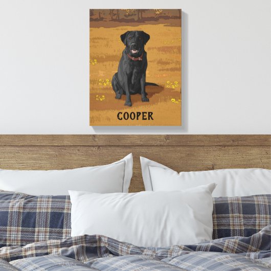 Black Labrador Retriever Hondenliefhebber Gift Canvas Afdruk (Insitu (Slaapkamer))