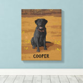 Black Labrador Retriever Hondenliefhebber Gift Canvas Afdruk (Insitu (Houten vloer))