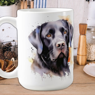 Black Labrador Retriever Hondenmoderne Waterverf Koffiemok