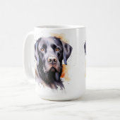 Black Labrador Retriever Hondenmoderne Waterverf Koffiemok (Voorkant links)
