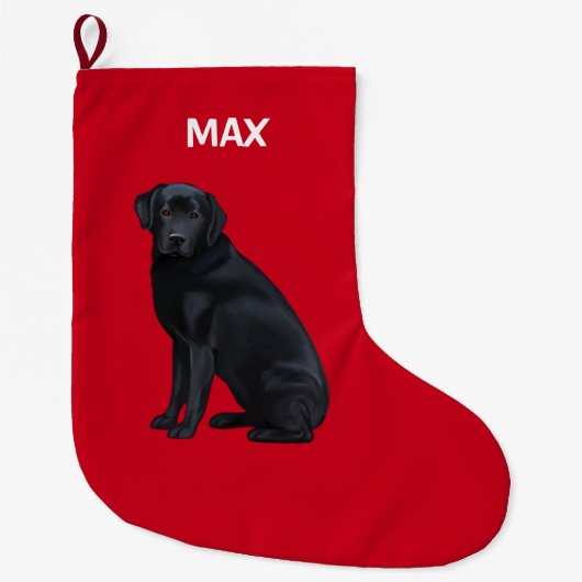 Black Labrador Retriever in portret Grote Kerstsok (Voorkant)