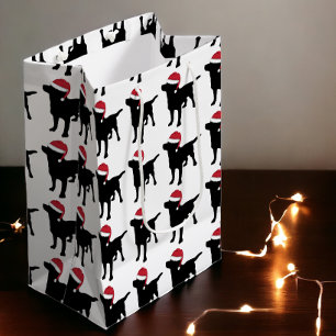 Black Labrador Retriever in Red Santa Hat Medium Cadeauzakje
