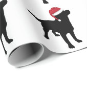 Black Labrador Retriever in Santa Hat Kerstmis Cadeaupapier (Rol Hoek)