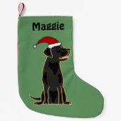 Black Labrador Retriever in Santa Hat Kerstmis Kleine Kerstsok (Voorkant)