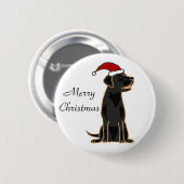 Black Labrador Retriever in Santa Hat Ronde Button 5,7 Cm (Voorkant /achterkant)