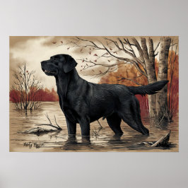 Black Labrador Retriever, Jagers Beste Vriend Poster