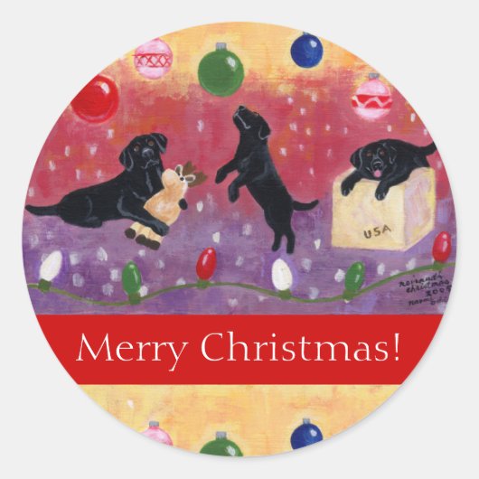 Black Labrador Retriever Kerst stickers (Voorkant)
