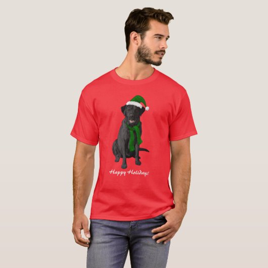 Black Labrador Retriever kersthond T-shirt (Voorkant volledig)