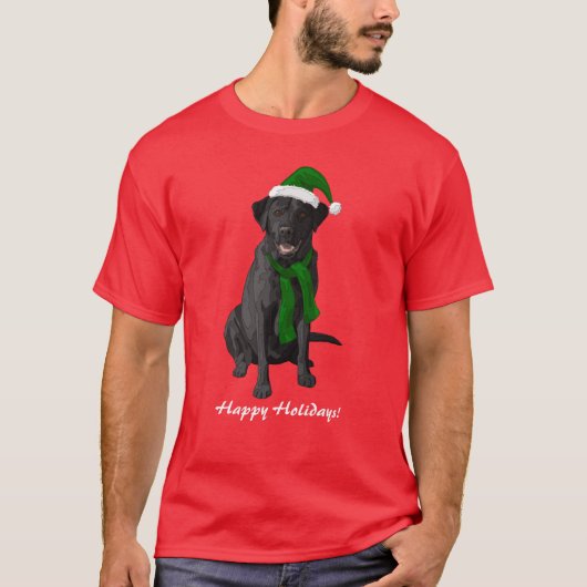 Black Labrador Retriever kersthond T-shirt (Voorkant)