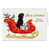 Black Labrador Retriever-kerstklepkaart (Voorkant Horizontaal)