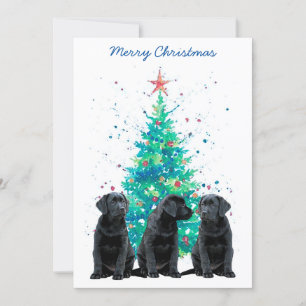 Black Labrador Retriever kerstkute dog Puppy Feestdagenkaart