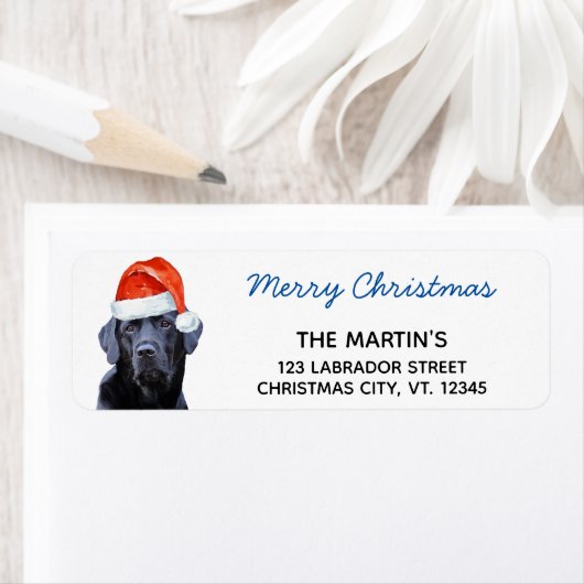 Black Labrador Retriever kerstkute Santa Dog Etiket (Insitu)