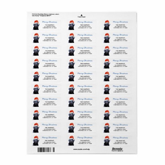 Black Labrador Retriever kerstkute Santa Dog Etiket (Full Sheet)