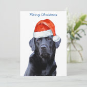 Black Labrador Retriever kerstkute Santa Dog Feestdagenkaart (Staand voorkant)