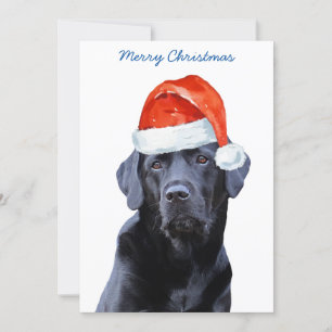 Black Labrador Retriever kerstkute Santa Dog Feestdagenkaart