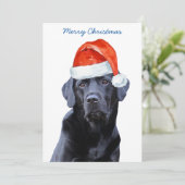 Black Labrador Retriever kerstkute Santa Dog Kaart (Staand voorkant)