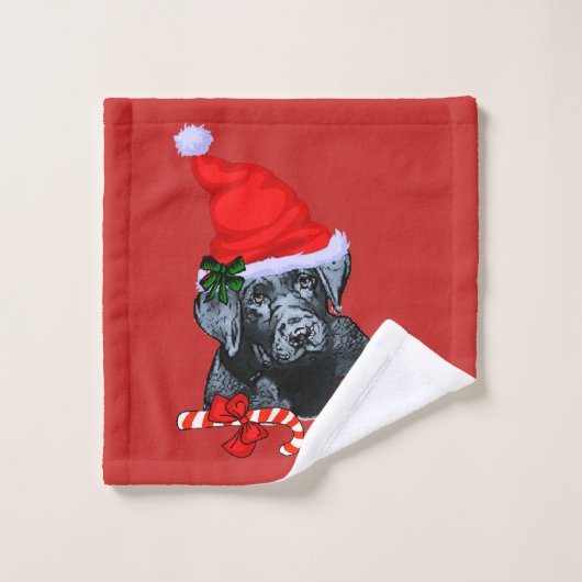Black Labrador Retriever Kerstmis Bad Handdoek (Wasdoekje)
