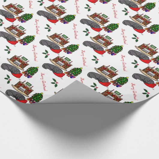 Black Labrador Retriever Kerstmis Cadeaupapier (Hoek)