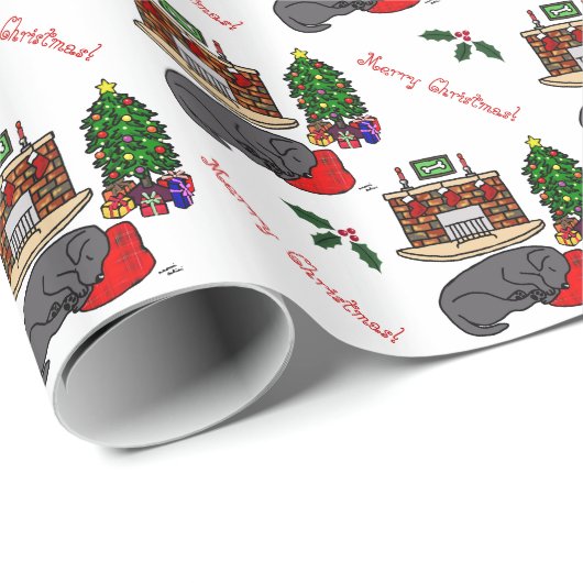 Black Labrador Retriever Kerstmis Cadeaupapier (Rol Hoek)