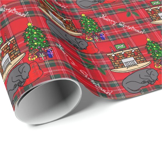Black Labrador Retriever Kerstmis Cadeaupapier (Rol Hoek)