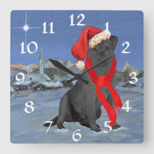 Black Labrador Retriever Kerstmis Vierkante Klok