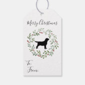 Black Labrador Retriever Kerstmis Wreatg Dog Cadeaulabel (Achterkant)