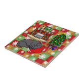 Black Labrador Retriever kerstmozaïek Tegeltje (Zijkant)