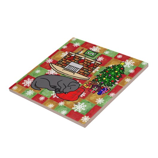 Black Labrador Retriever kerstmozaïek Tegeltje (Zijkant)