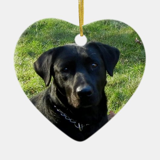Black Labrador Retriever kerstornament Heart Keramisch Ornament (Voorkant)