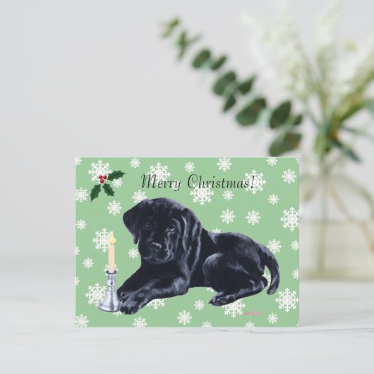 Black Labrador Retriever kerstsnowflake Feestdagenkaart (Staand voorkant)