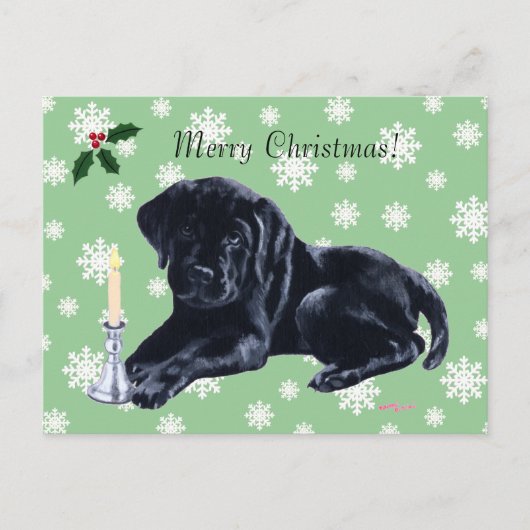 Black Labrador Retriever kerstsnowflake Feestdagenkaart (Voorkant)