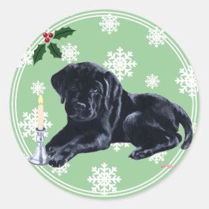 Black Labrador Retriever kerstsnowflake Ronde Sticker