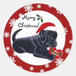 Black Labrador Retriever kerstsnowflake Ronde Sticker