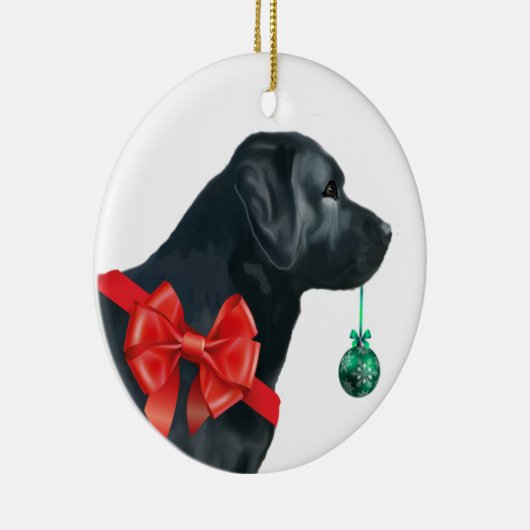 Black Labrador Retriever kerstversiering Keramisch Ornament (Rechts)