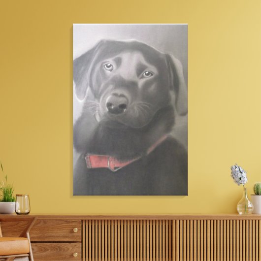 "Black Labrador Retriever" - Kooltekening Canvas Afdruk (Insitu (Woonkamer))