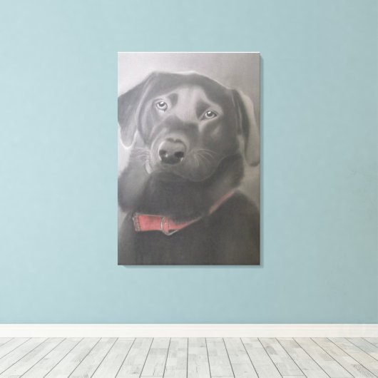 "Black Labrador Retriever" - Kooltekening Canvas Afdruk (Insitu (Houten vloer))
