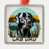 Black Labrador Retriever | Lab Pap Metalen Ornament (Voorkant)
