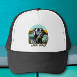 Black Labrador Retriever | Lab Pap Trucker Pet<br><div class="desc">Lab Pap. AI art waterverf zwart lab met een  zonsondergang met retro kleuren blauwgroen en bruin.</div>