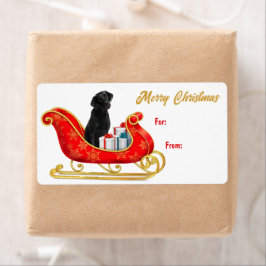 Black Labrador Retriever Label met kerstkledij