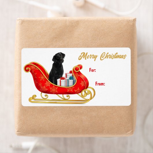 Black Labrador Retriever Label met kerstkledij (Insitu)