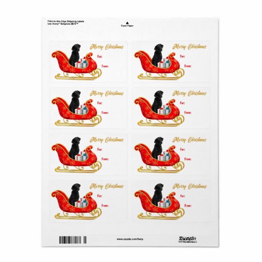 Black Labrador Retriever Label met kerstkledij (Full Sheet)
